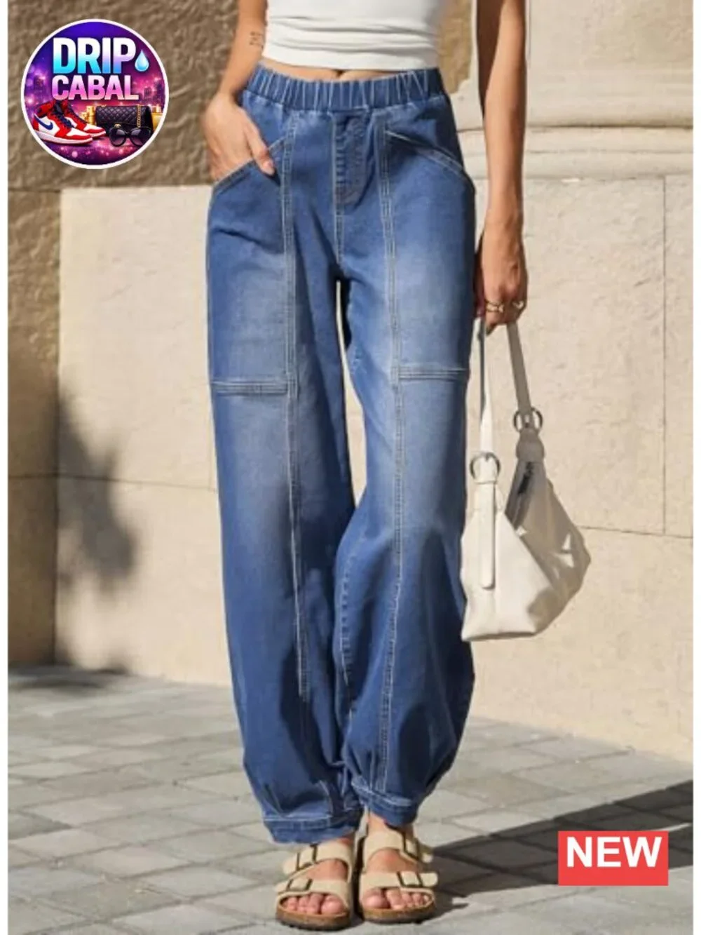 High Waisted Wide Leg Barrel Jeans for Women Trendy Stretchy